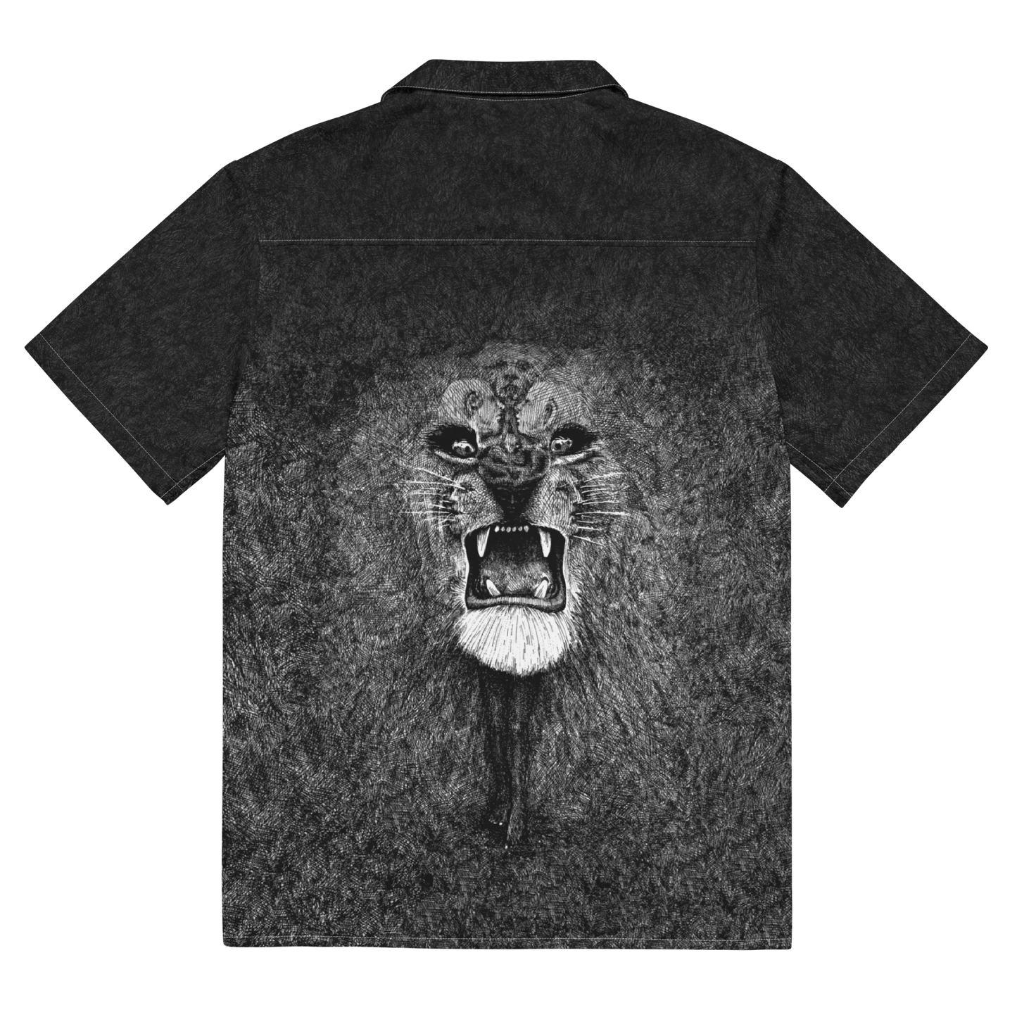 White Lion Album Art Allover Button Up Shirt - Black
