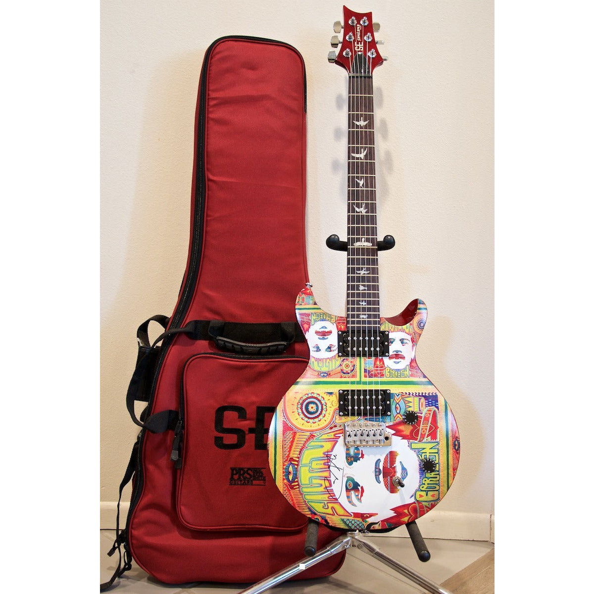 Carlos Santana Hand Signed PRS SE Model with Santana Corazon Art