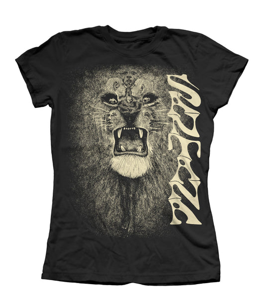 Santana - All Over White Lion Ladies T-Shirt - Black