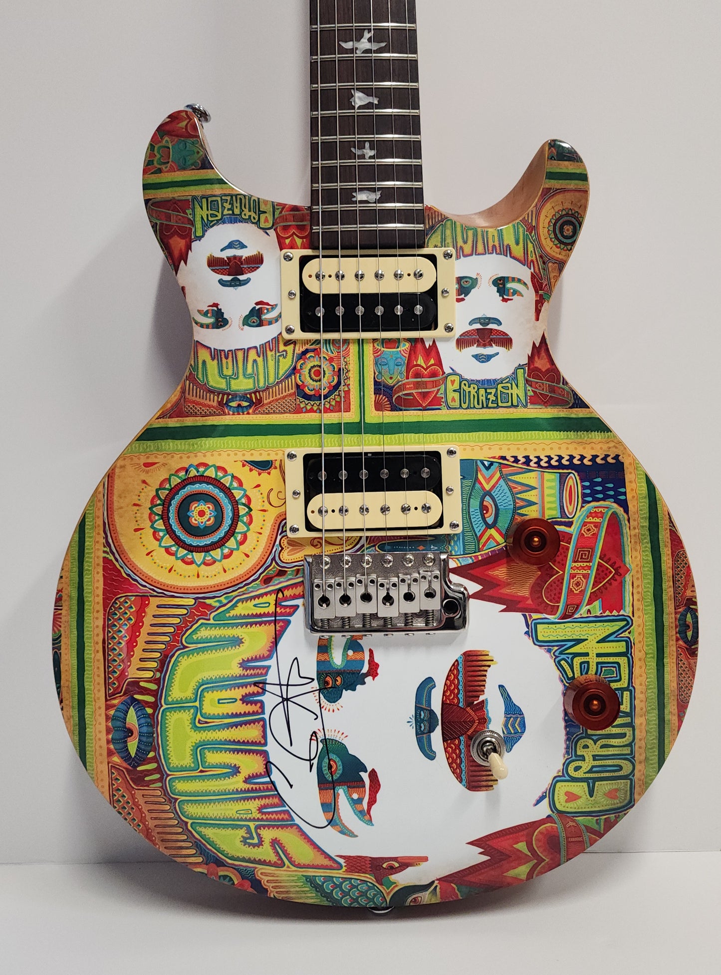 Carlos Santana Hand Signed PRS SE Model with Santana Corazon Art