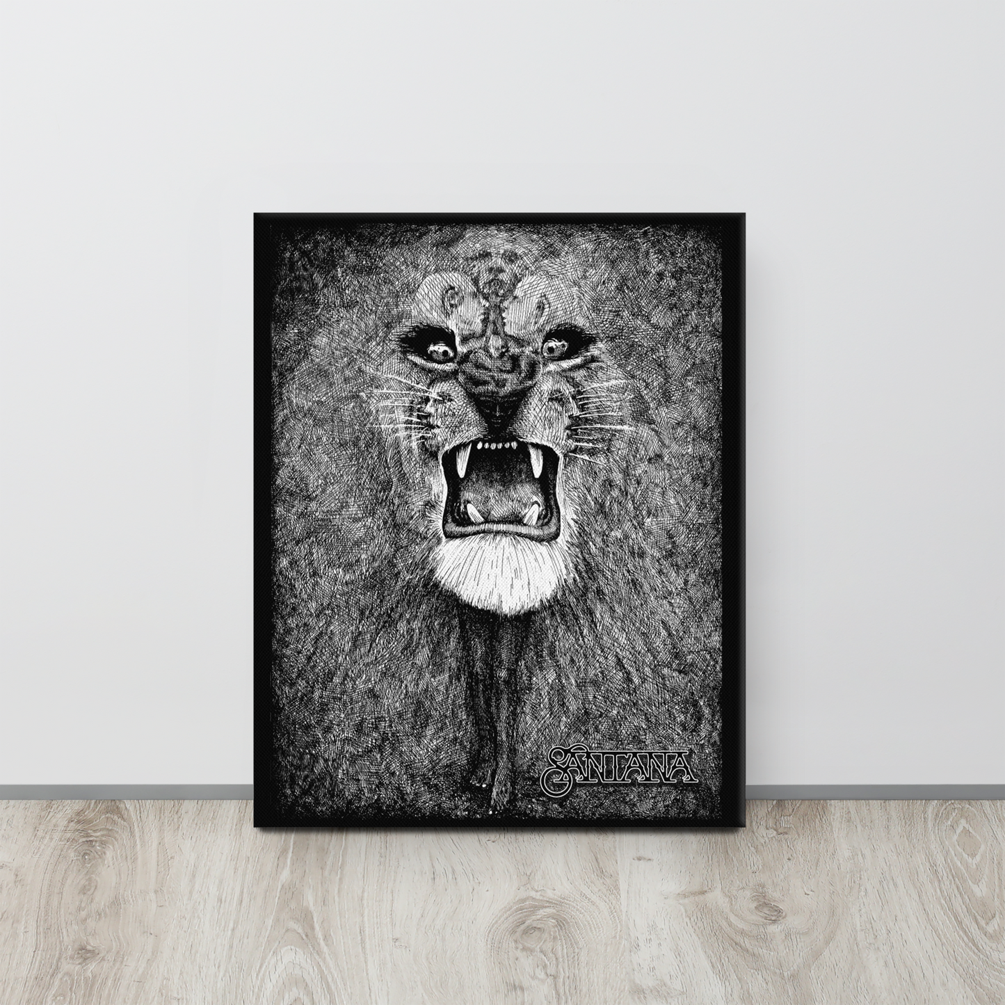 Santana's Iconic White Lion on Canvas