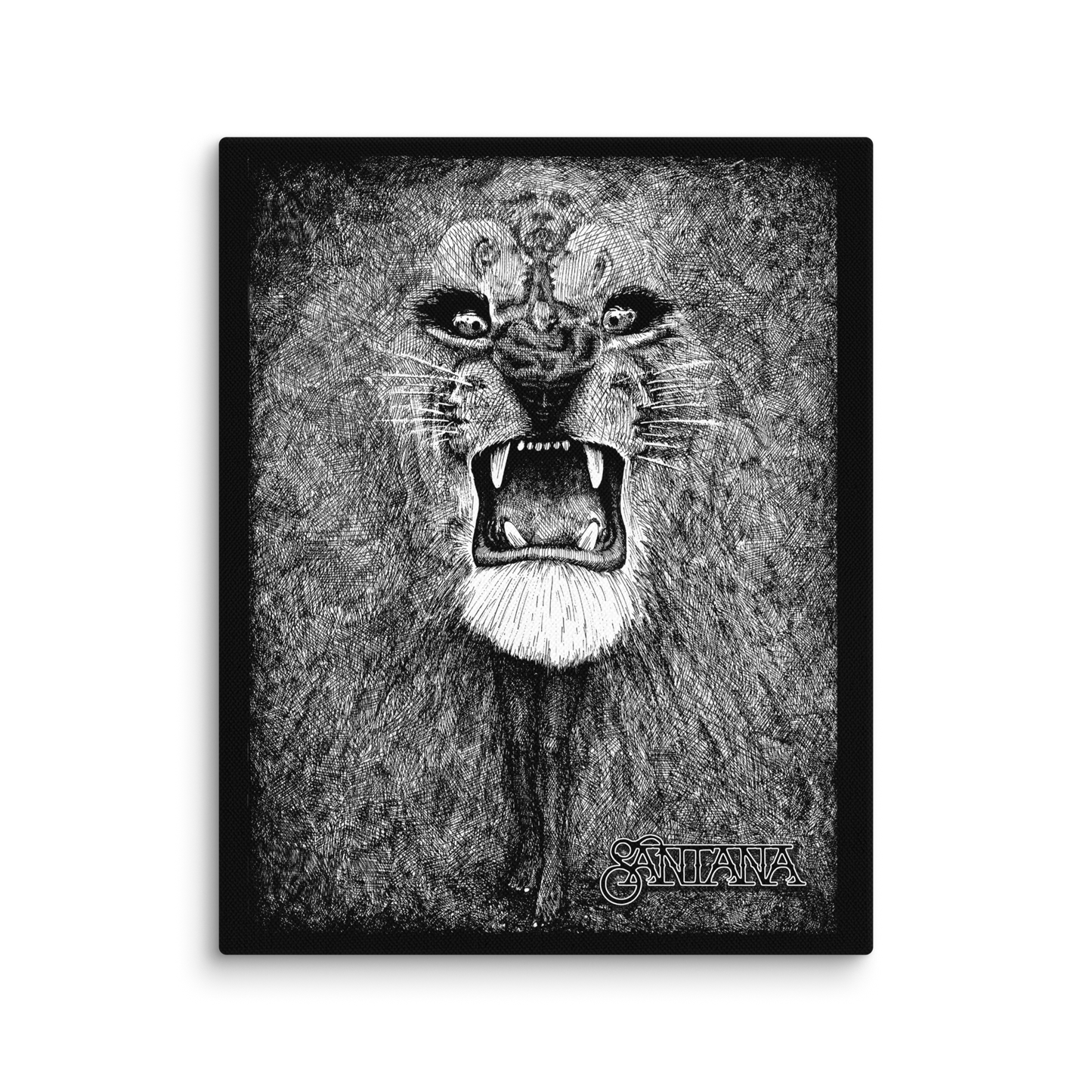 Santana's Iconic White Lion on Canvas