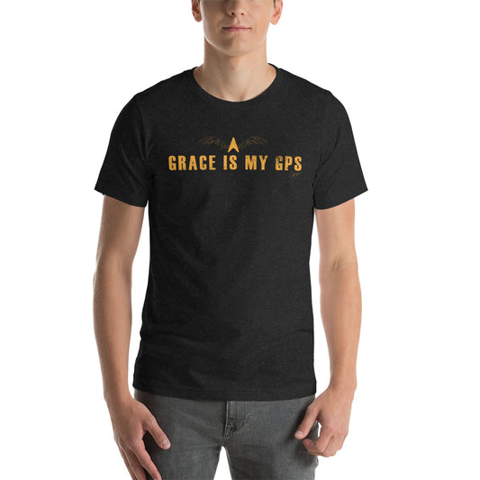 Grace is My GPS Black Unisex t-shirt