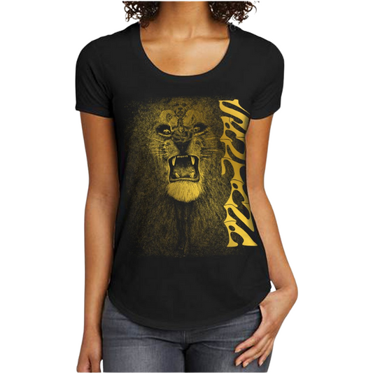 Santana - All Over Gold Lion Ladies T-Shirt